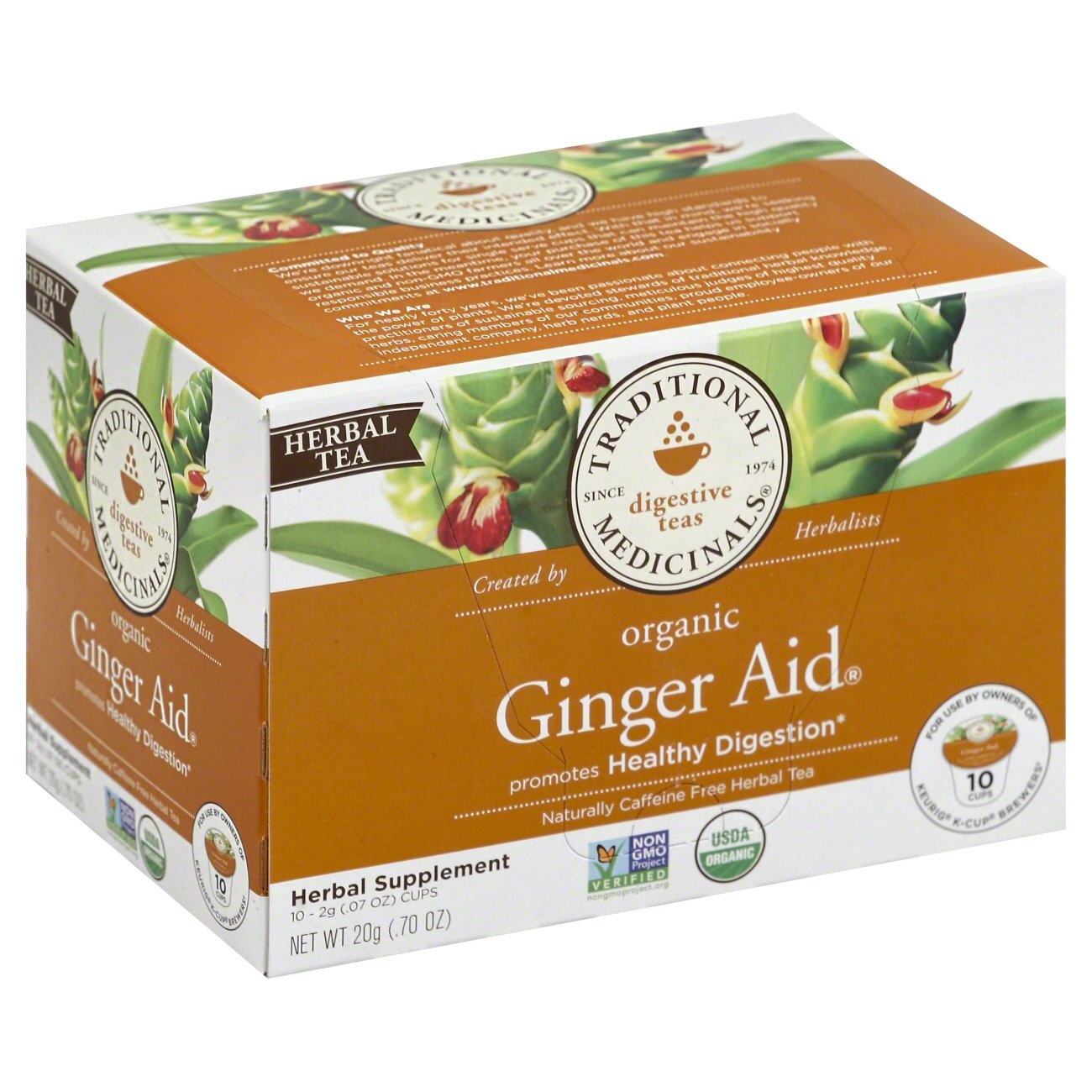 slide 1 of 1, Traditional Medicinals Single Serve Cup Herbal Tea, Ginger Aid - 10 ct, 10 ct