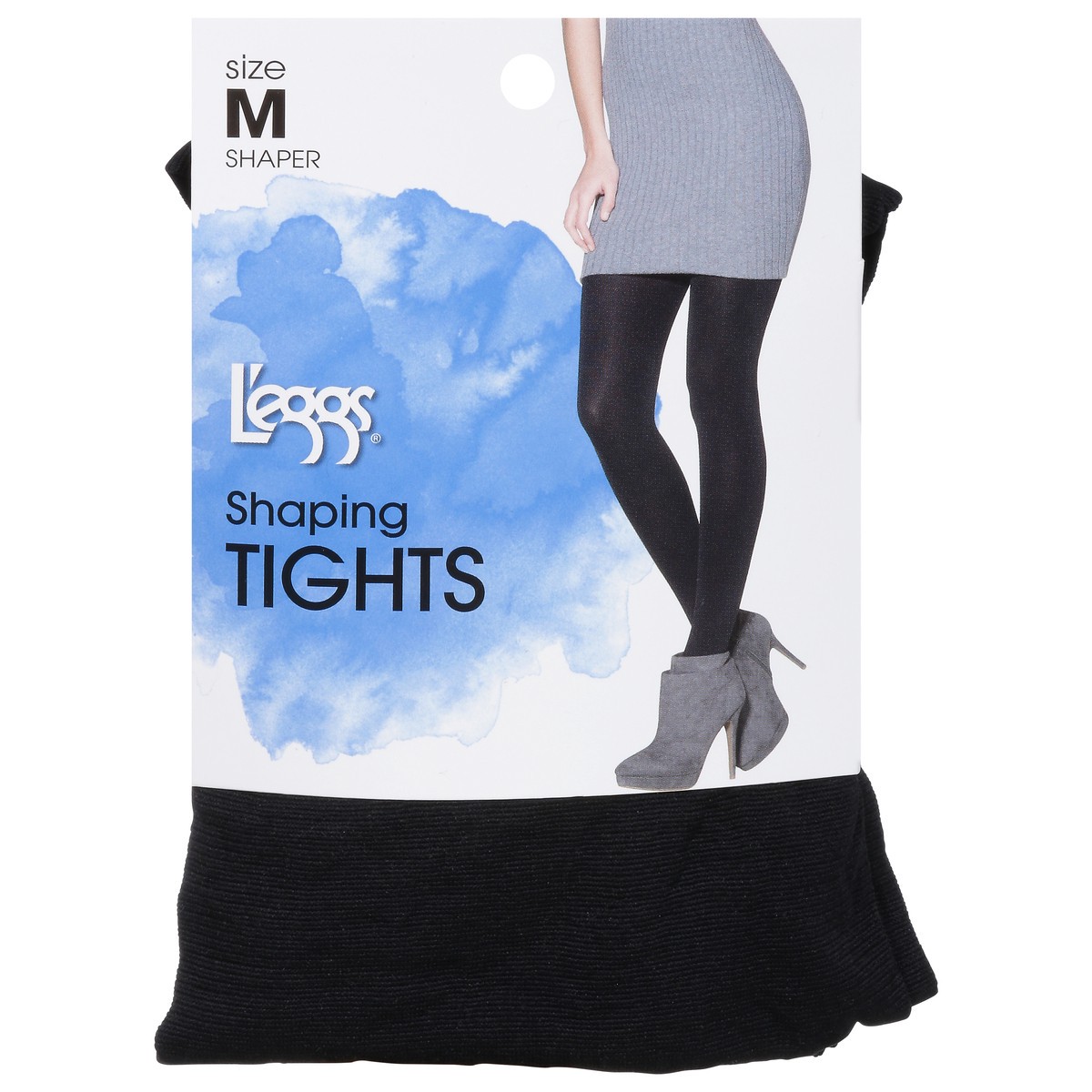 slide 8 of 9, L'eggs Shaping Tights Opaque Size B Black, 1 ct