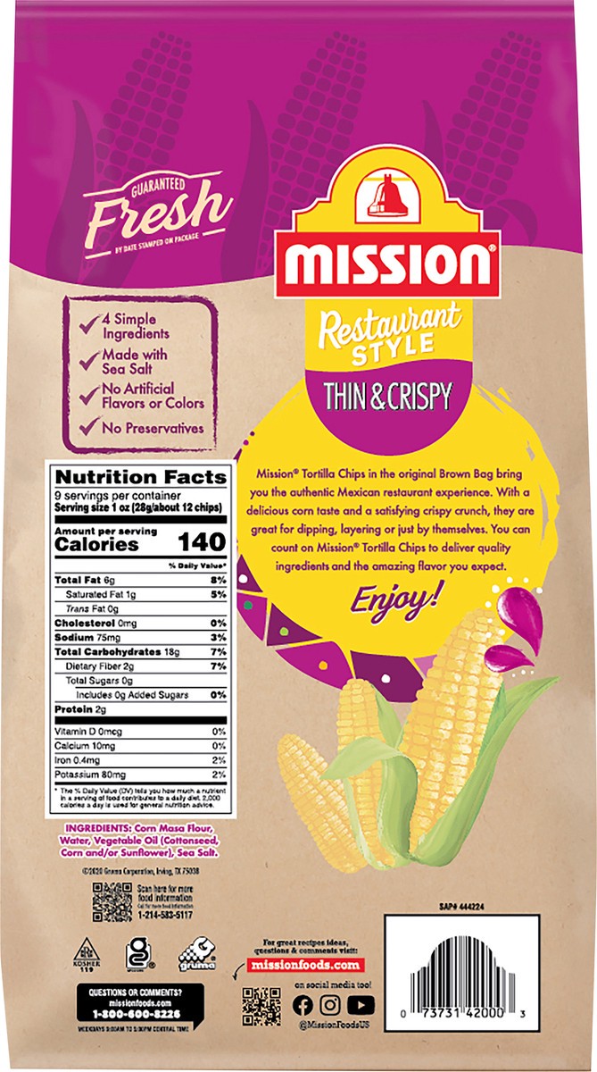 slide 3 of 5, Mission Thin & Crispy Tortilla Chips, 9 oz, 9 oz