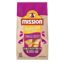 Mission Thin & Crispy Yellow Corn Tortilla Chips, 9 Ounce Bag