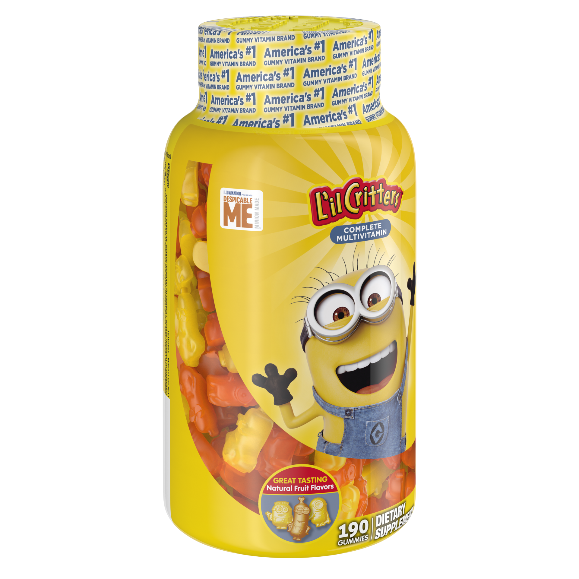 slide 3 of 4, L'il Critters Despicable Me Minion Multivitamin Gummies, 190ct, 190 ct