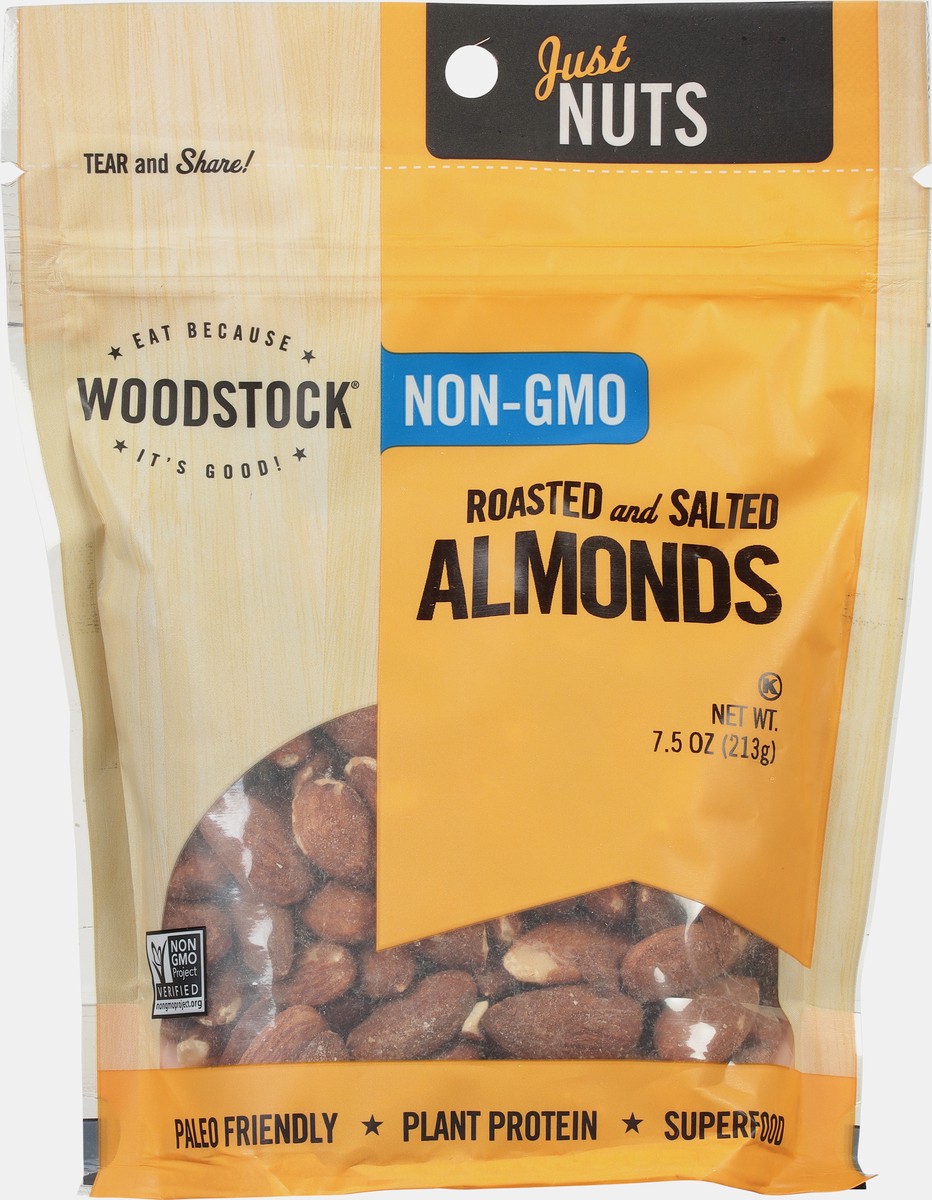 slide 8 of 13, Woodstock Roasted and Salted Almonds 7.5 oz, 7.5 oz