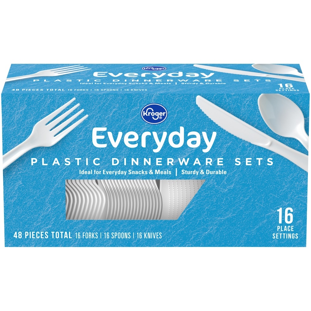 slide 1 of 1, Kroger Plastic Dinnerware Multi-Pack Set, 48 ct