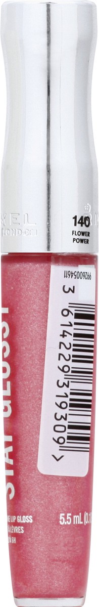 slide 9 of 9, COTY RIMMEL LONDON Rimmel Stay Glossy Lip Gloss - Non-Sticky and Lightweight Formula for Lip Color and Shine - 140 Flower Power, .18oz, 6 ml