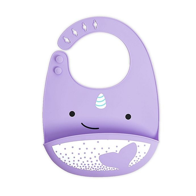 slide 1 of 3, Skip Hop SKIP*HOP Narwhal ZOO Fold & Go Silicone Bib, 1 ct