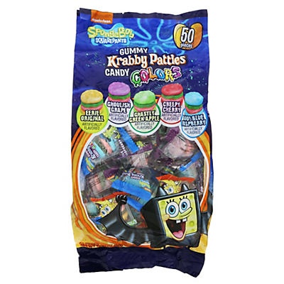 slide 1 of 1, Frankford Sponge Bob Krabby Patties Mix Halloween Stand Up Bag, 50 ct