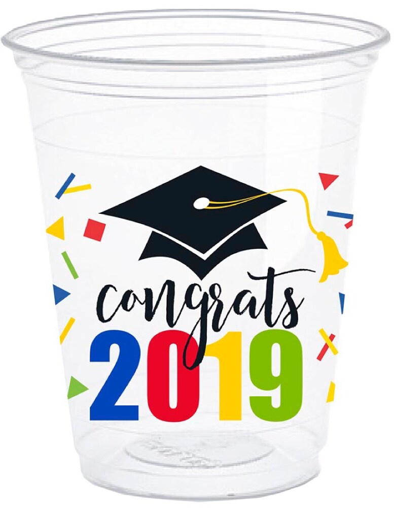 slide 1 of 1, Unique Industries Graduation Party Cups - 8 Pk - Rainbow, 16 oz