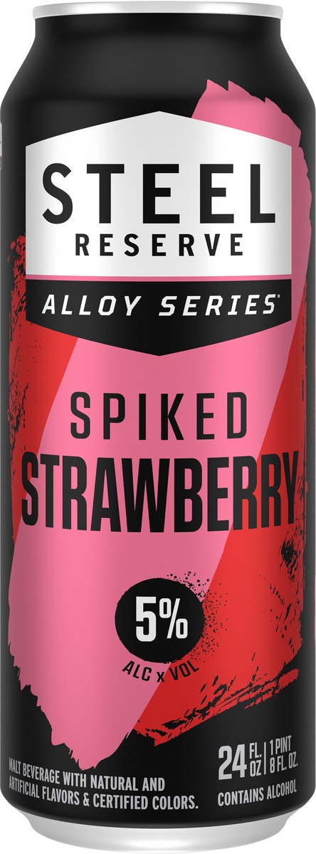 slide 7 of 8, Steel Reserve Spiked Strawberry Burst, 24 fl. oz. Can, 8% ABV, 24 fl oz