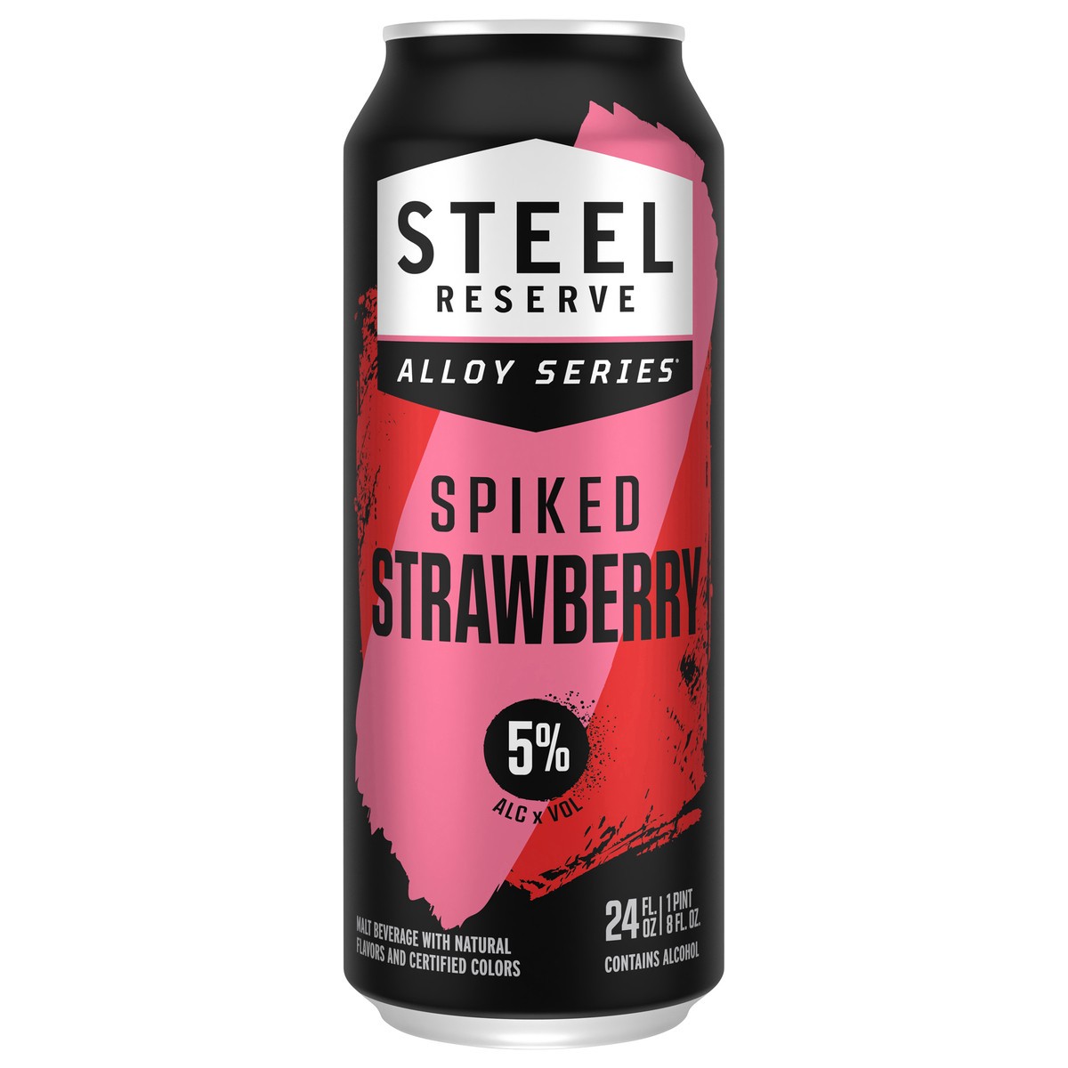 slide 1 of 8, Steel Reserve Spiked Strawberry Burst, 24 fl. oz. Can, 8% ABV, 24 fl oz