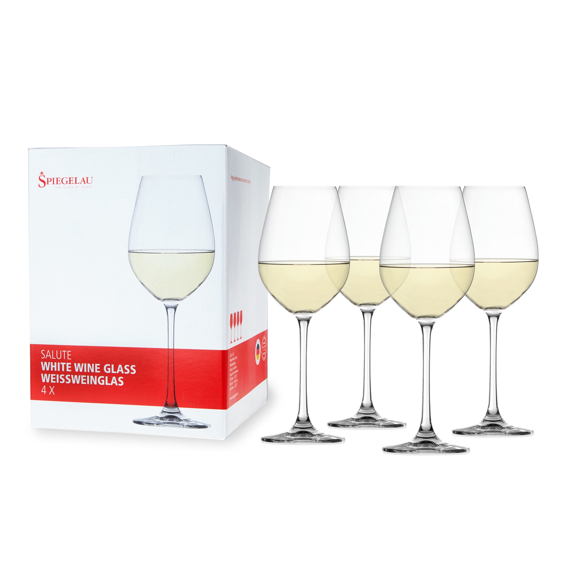 slide 1 of 5, Spiegelau Salute White Wine Glasses, Set of 4, European-Made Lead-Free Crystal, Classic Stemmed, Dishwasher Safe, Professional Quality White Wine Glass Gift Set, 16.4 oz, 4 ct