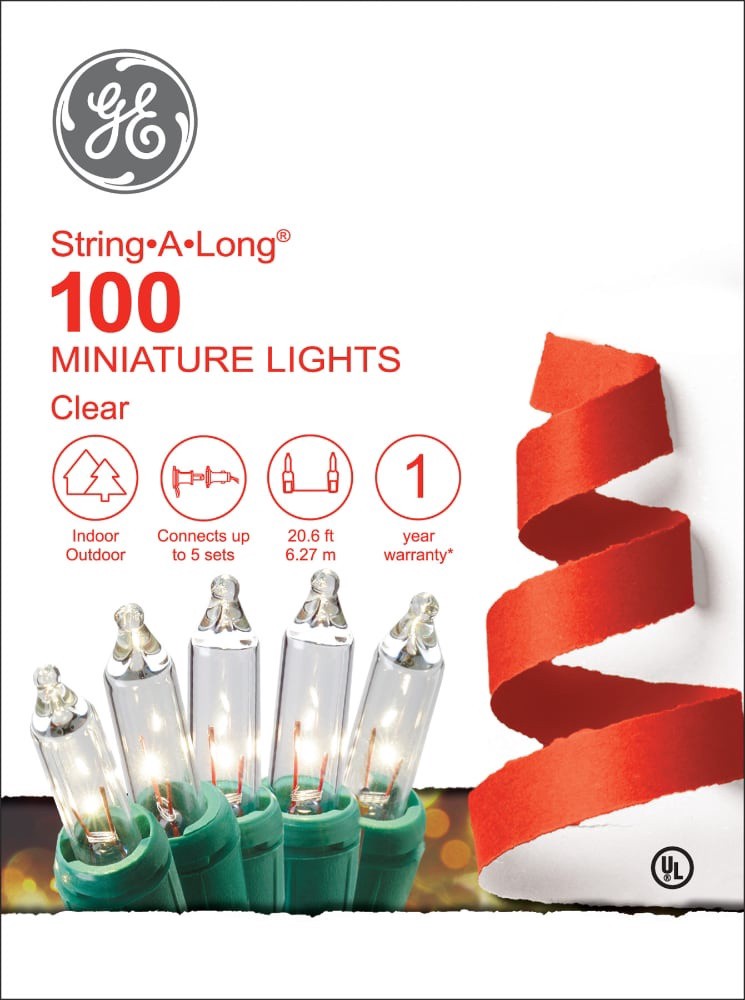 slide 1 of 1, GE String-A-Long Miniature Light Set, Clear, 100 ct