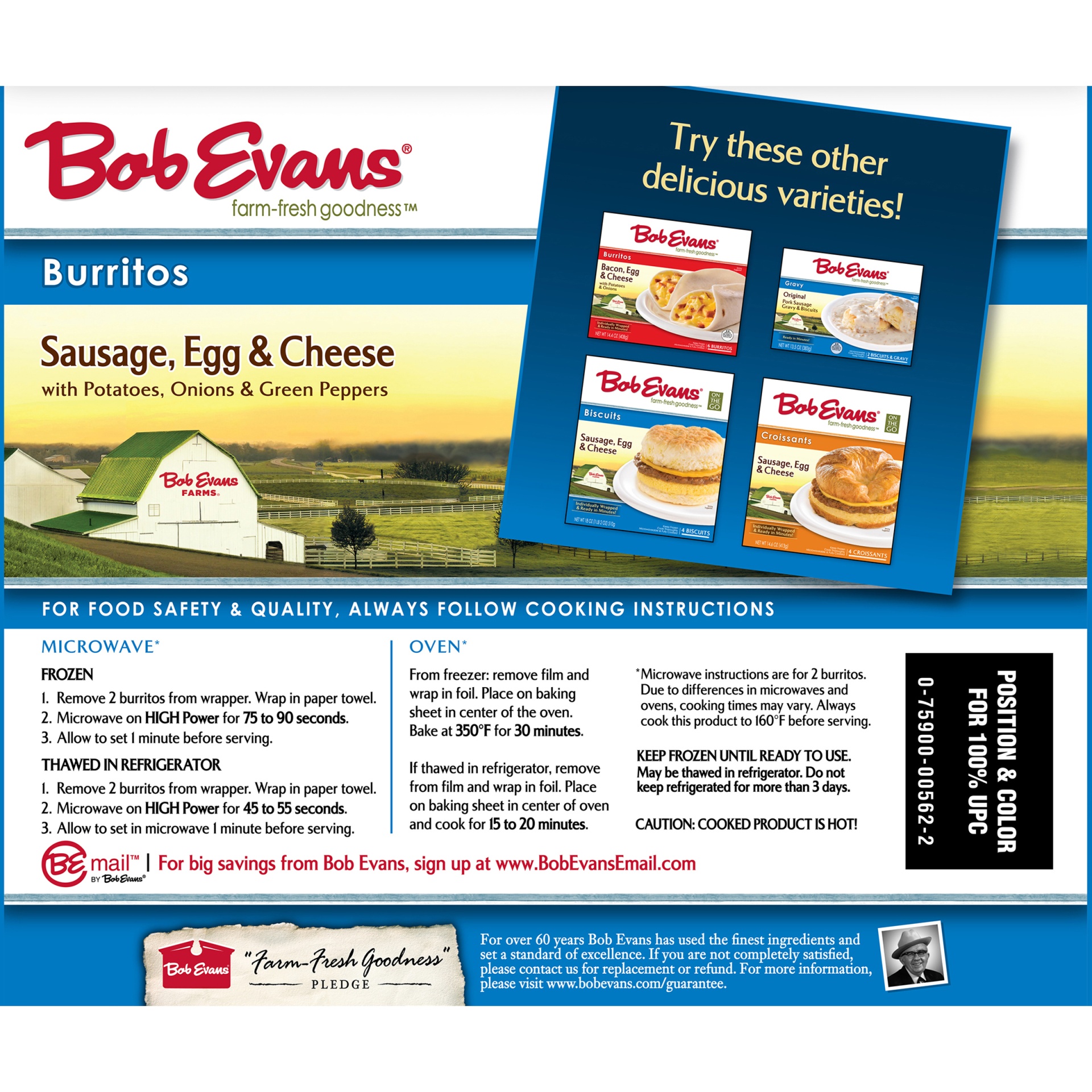 slide 6 of 8, Bob Evans Sausage, Egg & Cheese Burrito, 6 ct