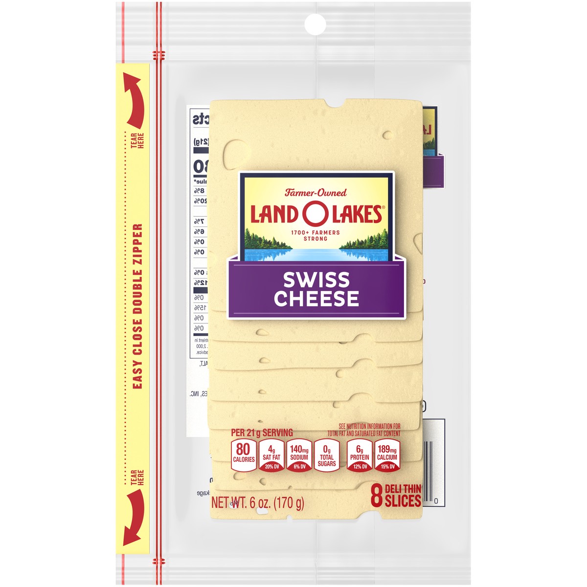 slide 4 of 5, Land O'Lakes Sliced Swiss Cheese, 8 Slices, 6 oz Pack, 8 ct; 6 oz