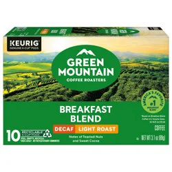 Green Mountain Coffee Roasters Breakfast Blend Decaf Keurig Single-Serve K-Cup pods, Light Roast Coffee, 10 Count