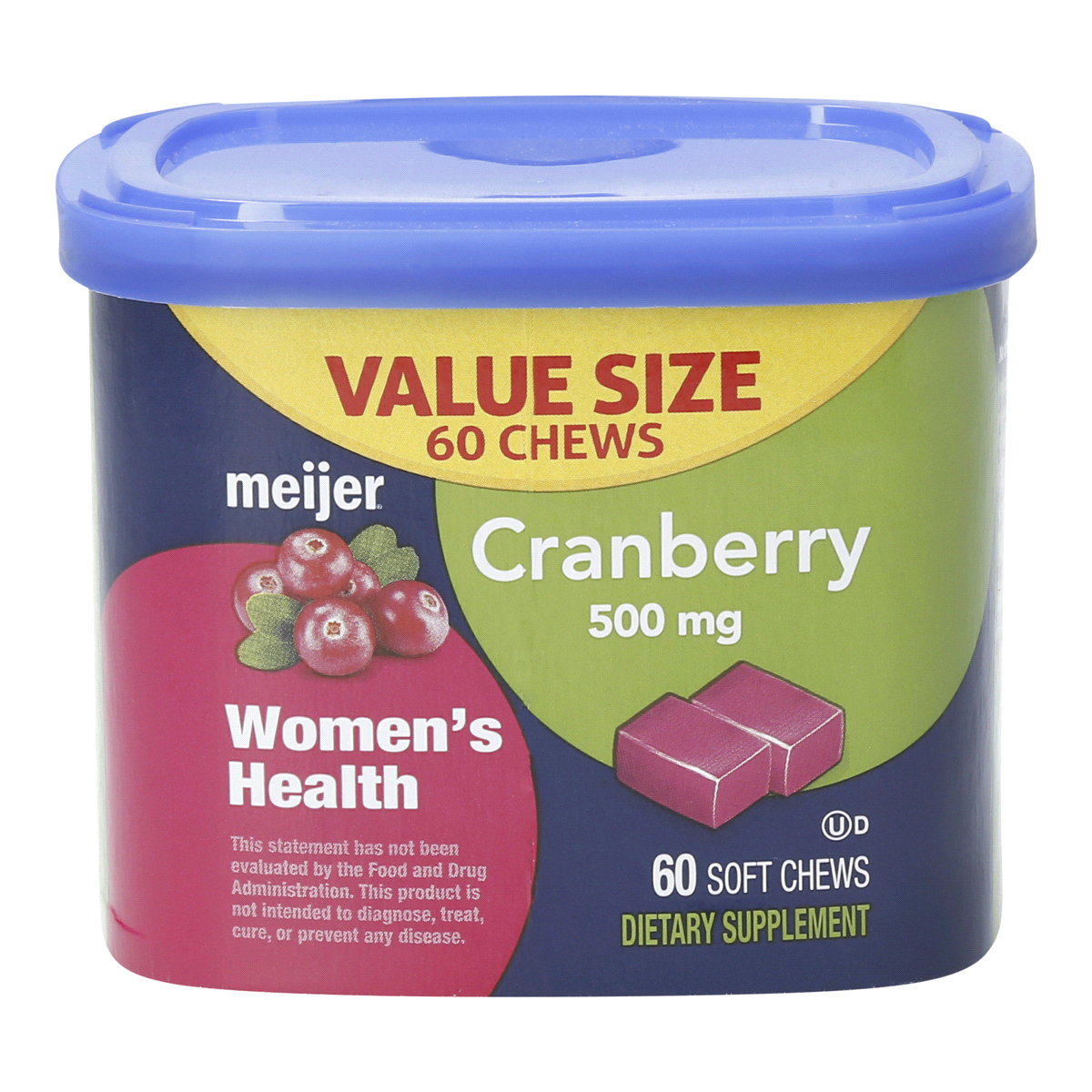 slide 1 of 1, Meijer Wellness Meijer Cranberry Soft Chews, 60 ct; 500 mg