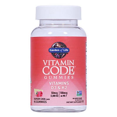 slide 1 of 1, Vitamin Code Gummies Vitamin D3 & K2 - Raspberry Lemon, 45 ct