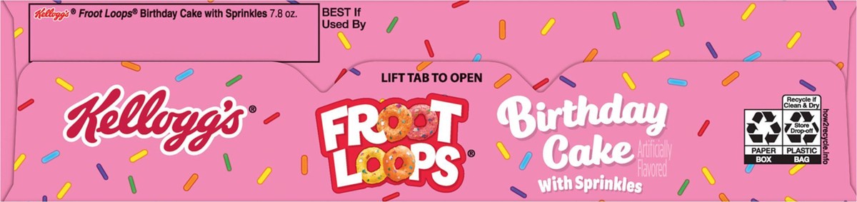 slide 3 of 9, Froot Loops Kellogg's Froot Loops Cold Breakfast Cereal, Limited Edition, Kids Snacks, Birthday Cake With Sprinkles, 8.2oz Box, 1 Box, 7.8 oz