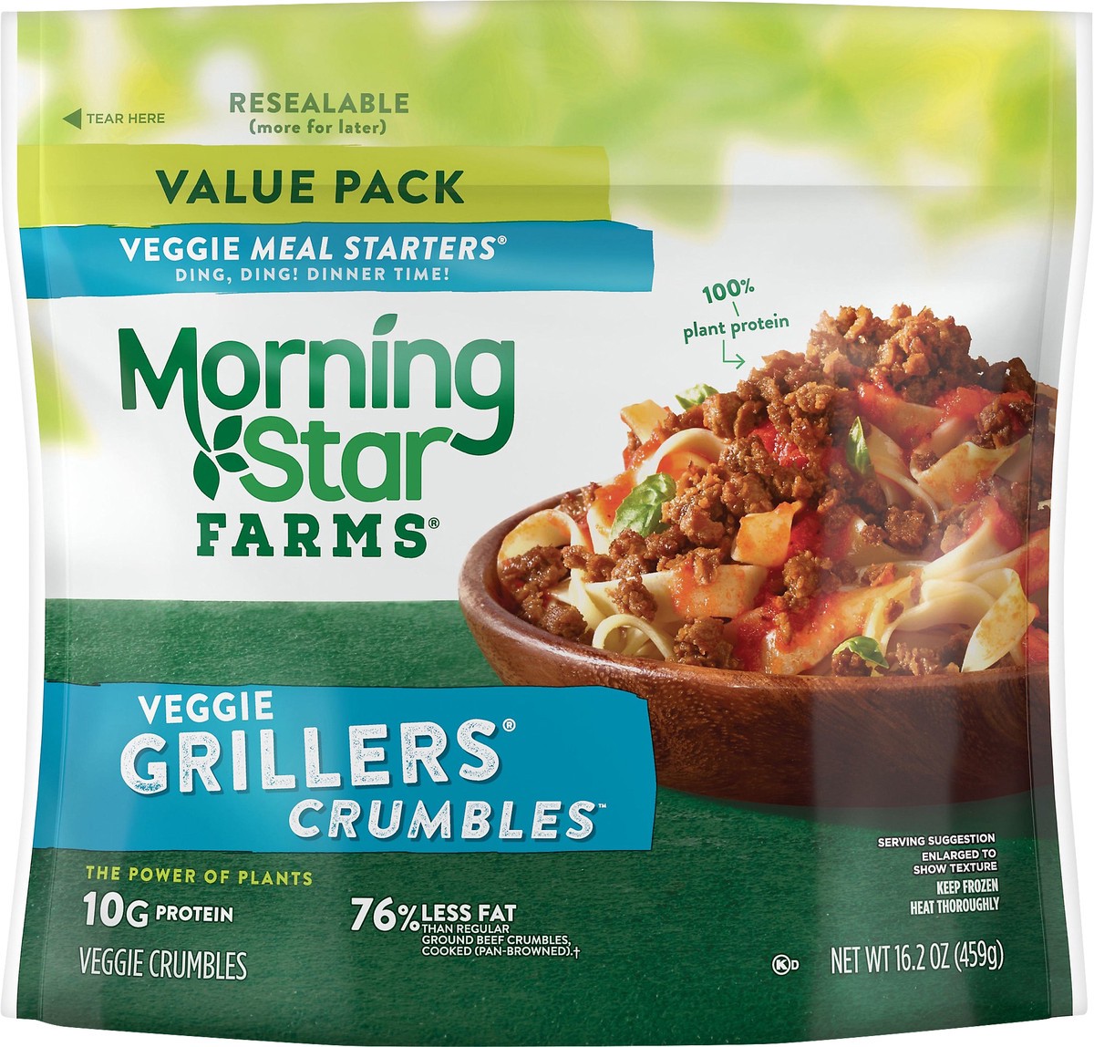 slide 2 of 3, MorningStar Farms Plant Based Vegan Crumbles, Vegan Meat, Value Pack, Grillers, 16.2oz, 16.2 oz