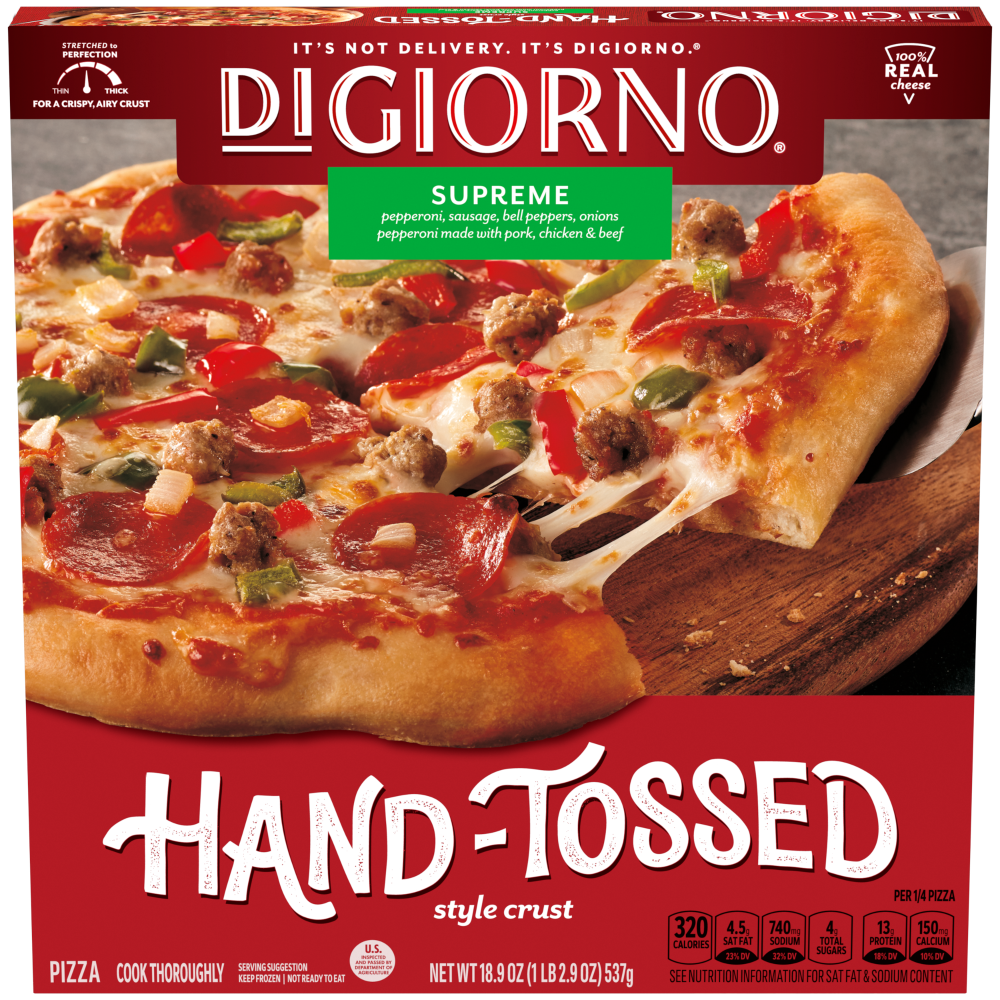 slide 1 of 4, DiGiorno Supreme Hand-Tossed Style Crust Pizza, 18.9 oz