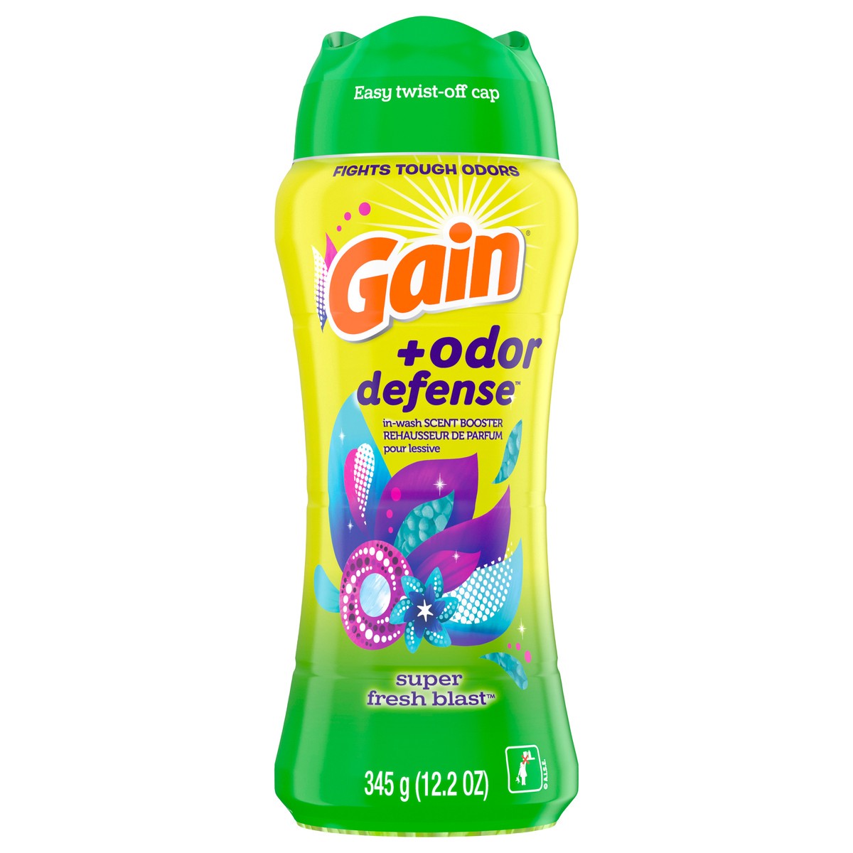 slide 7 of 8, Gain Odor Defense In-wash Scent Booster, Super Fresh Blast scent, 12.2 OZ, 2 in 1 Freshness plus Odor Protection, laundry scent beads, 12.2 oz