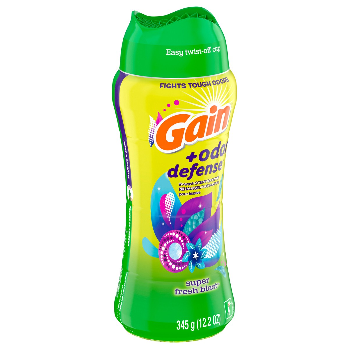 slide 5 of 8, Gain Odor Defense In-wash Scent Booster, Super Fresh Blast scent, 12.2 OZ, 2 in 1 Freshness plus Odor Protection, laundry scent beads, 12.2 oz