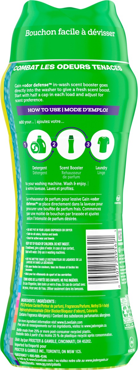 slide 3 of 8, Gain Odor Defense In-wash Scent Booster, Super Fresh Blast scent, 12.2 OZ, 2 in 1 Freshness plus Odor Protection, laundry scent beads, 12.2 oz