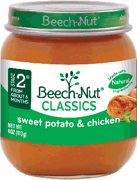 slide 1 of 1, Beech-Nut Baby Food Sweet Potatoes & Chicken, 4 oz