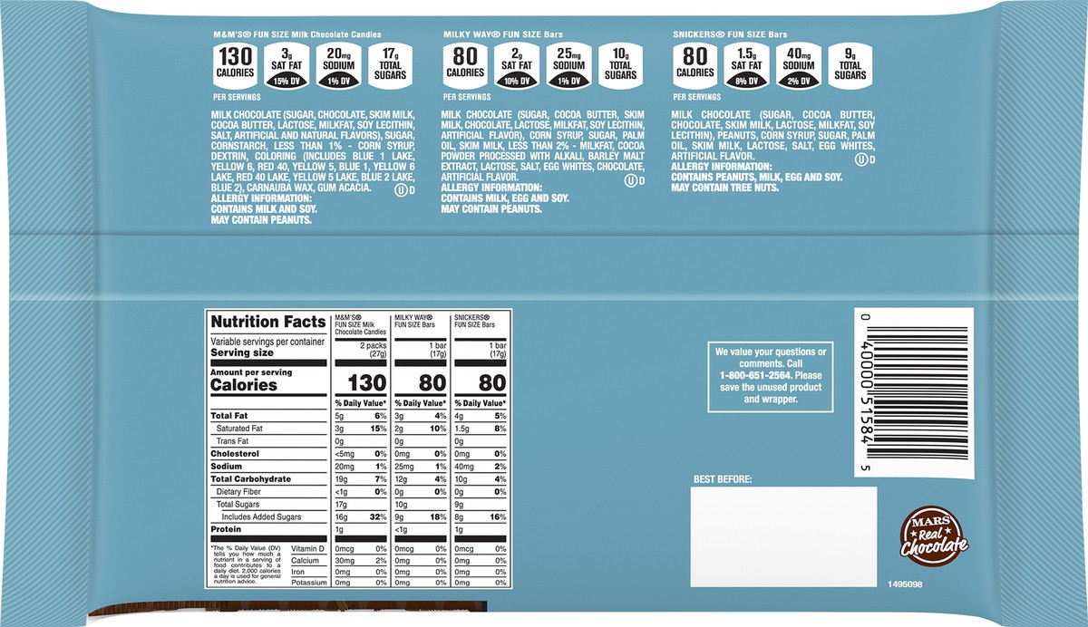 slide 6 of 10, Mixed SNICKERS, M&M'S Milk Chocolate & MILKY WAY Chocolate Bars Halloween Candy Assortment, 10.01oz, 10.01 oz