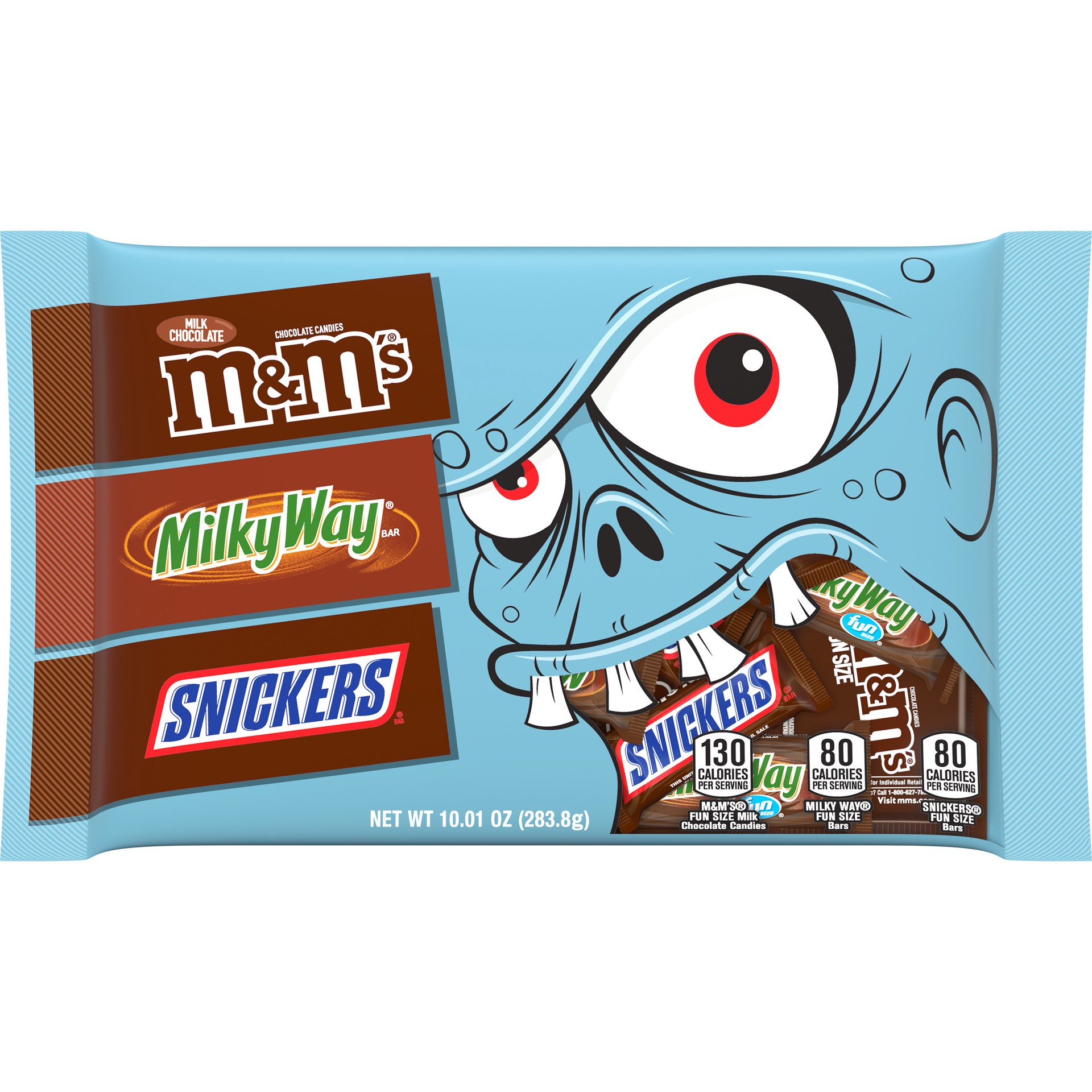 slide 1 of 10, Mixed SNICKERS, M&M'S Milk Chocolate & MILKY WAY Chocolate Bars Halloween Candy Assortment, 10.01oz, 10.01 oz