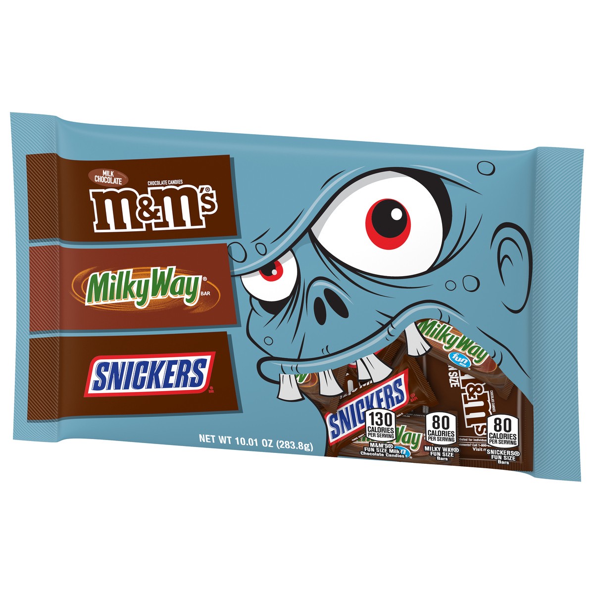 slide 4 of 10, Mixed SNICKERS, M&M'S Milk Chocolate & MILKY WAY Chocolate Bars Halloween Candy Assortment, 10.01oz, 10.01 oz