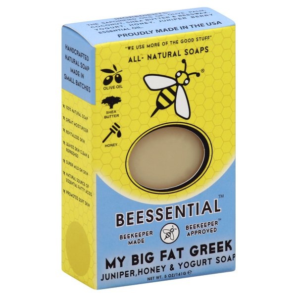 slide 1 of 1, Beessential Soap, Juniper, Honey & Yogurt, My Big Fat Greek, 1 ct