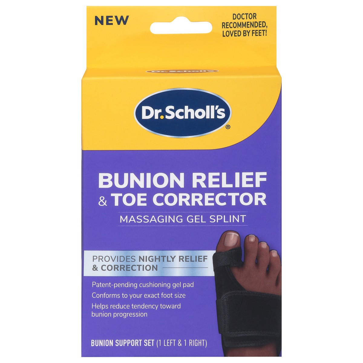 slide 3 of 4, Dr. Scholl's Massaging Gel Splint Bunion Relief & Toe Corrector 1 ea, 1 ct