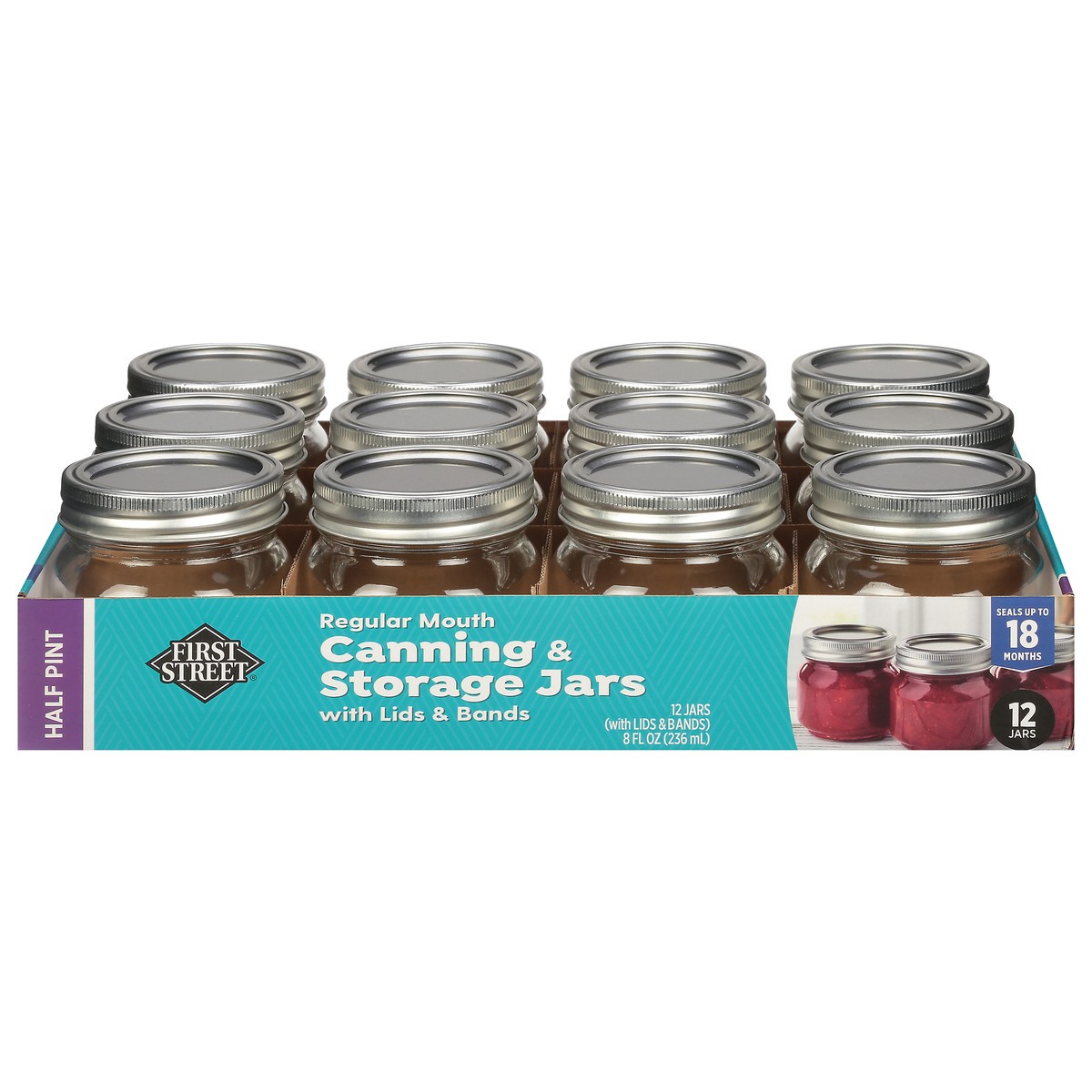 slide 6 of 11, First Street Fs Canning Jar W/ Lids & Bands, 12 ct