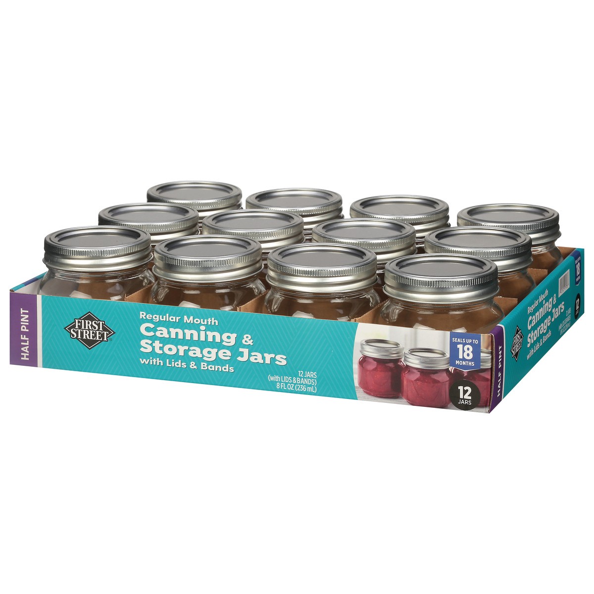 slide 8 of 11, First Street Fs Canning Jar W/ Lids & Bands, 12 ct