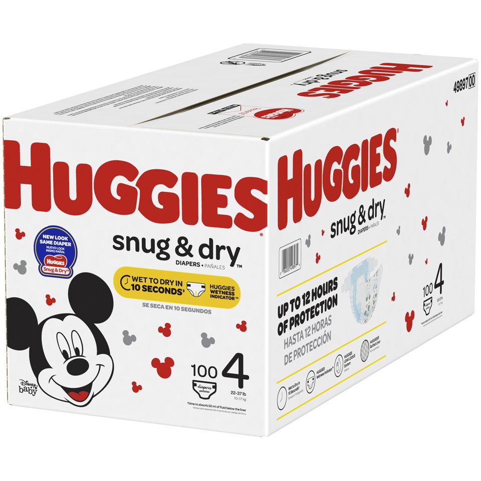 slide 3 of 3, Huggies Snug & Dry Diapers Size 4, 100 ct