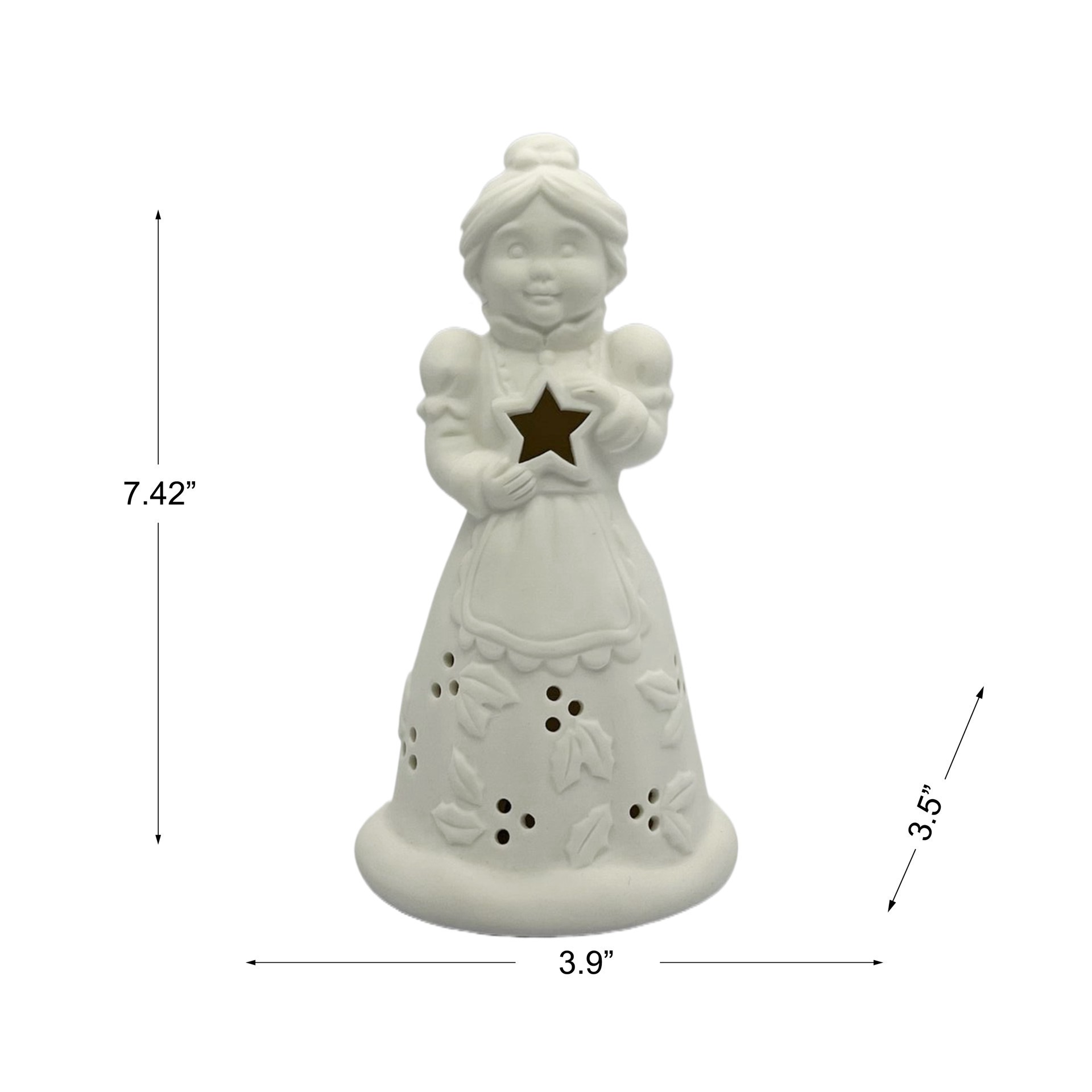 slide 3 of 7, 7.5" Led Diy Ceramic Mrs. Claus Decor By Make Market, 3.9 in x 3.5 in x 7.42 in