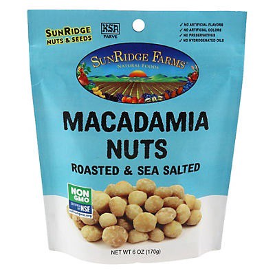 slide 1 of 1, SunRidge Farms Roasted & Sea Salted Macadamia Nuts, 6 oz