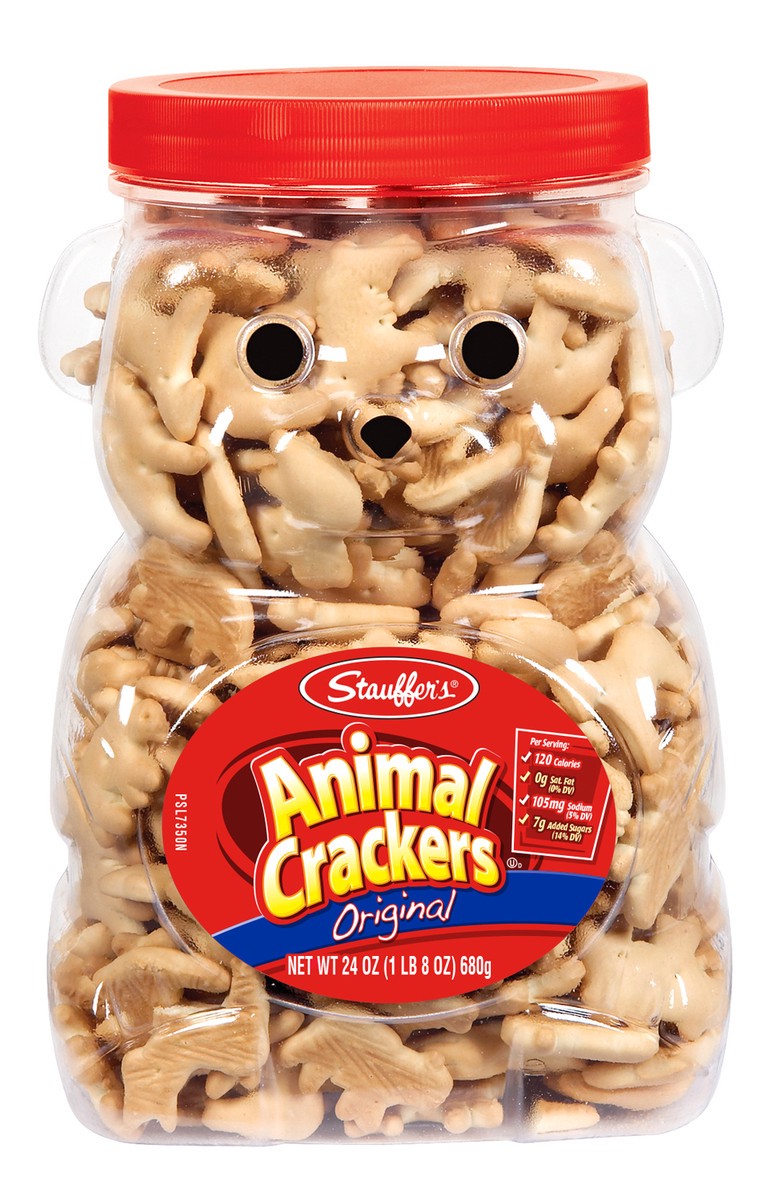 slide 1 of 13, Stauffer's Original Animal Crackers 24oz, Resealable Bear Jug, 24 oz