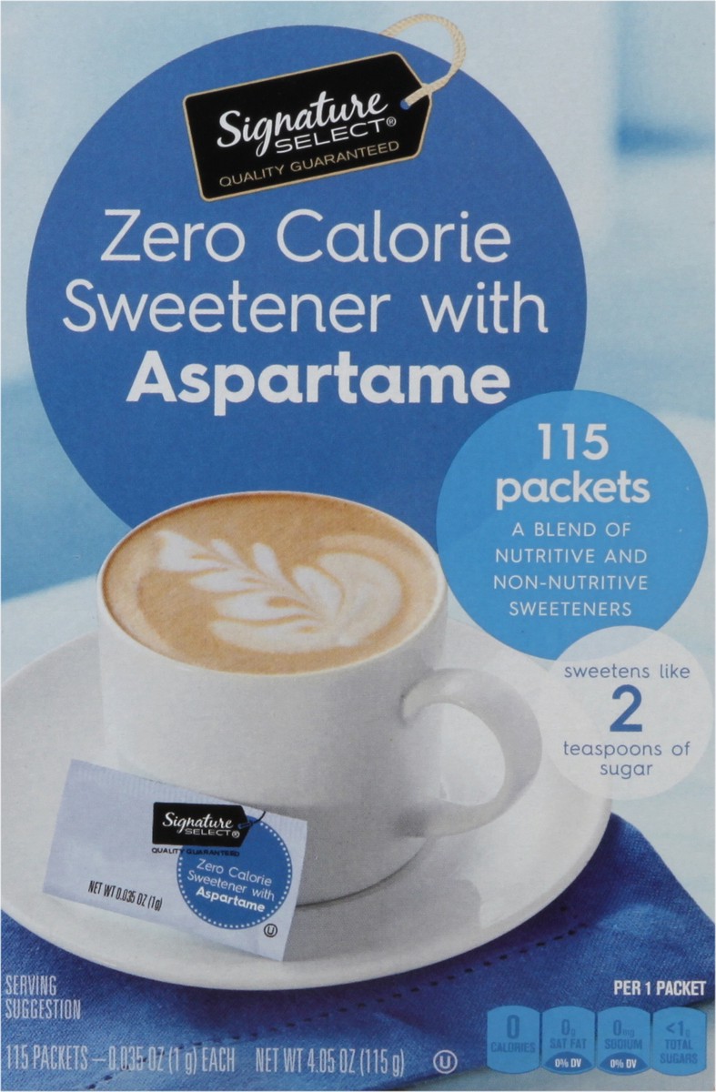 slide 6 of 9, Signature Select Zero Calorie Sweetener with Aspartame 115 - 0.035 oz Packets, 115 ct