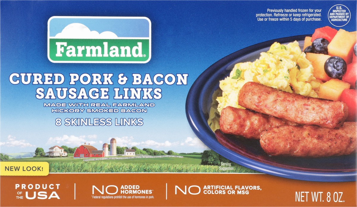 slide 3 of 6, Farmland Cured Pork & Bacon Sausage Links 8 ea, 8 oz