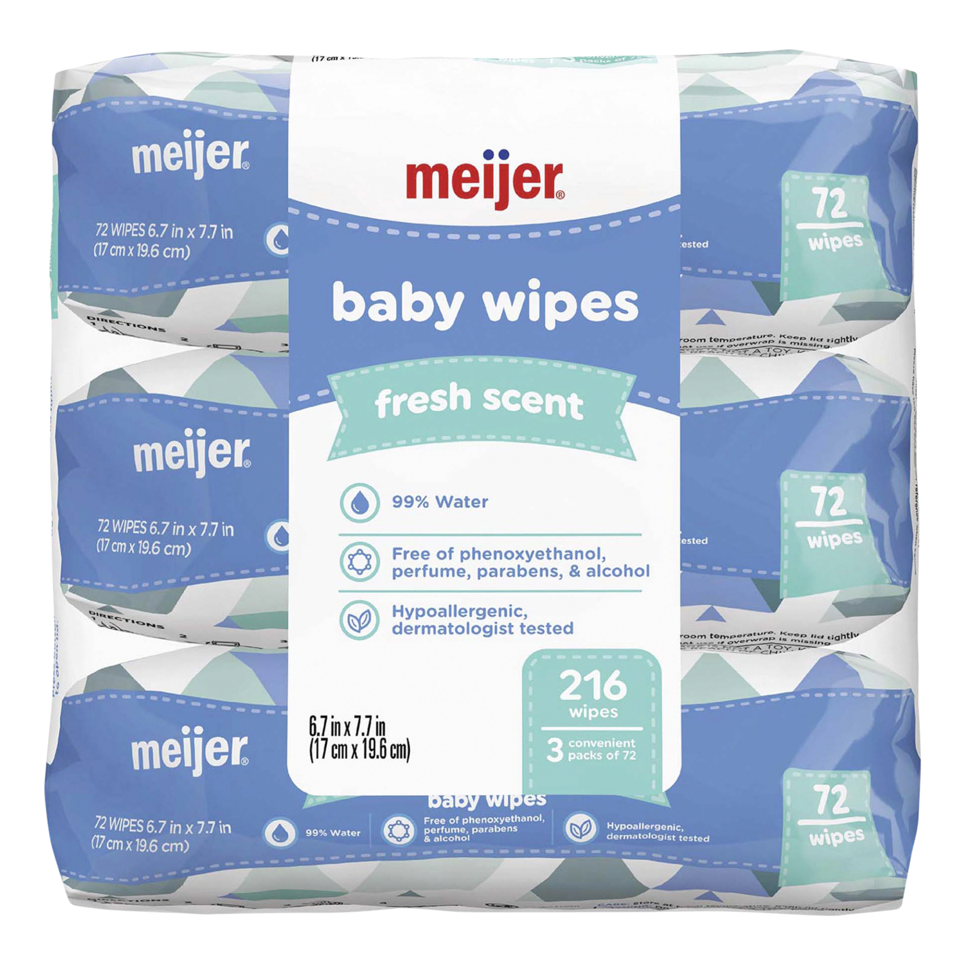 slide 1 of 9, Meijer Baby Wipes Refill, Fresh Scent, 216 ct