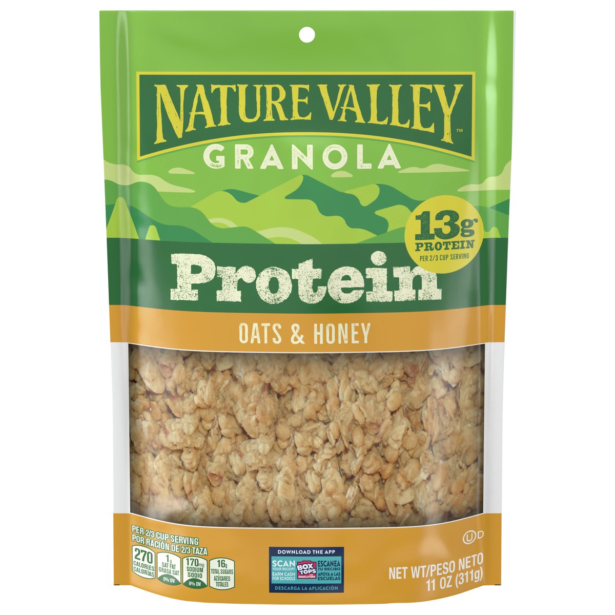 slide 1 of 3, Nature Valley Protein Granola, Oats and Honey, Resealable Bag, 11 OZ, 11 oz