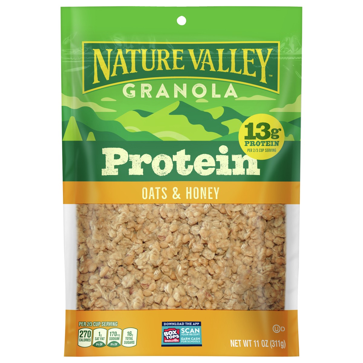 slide 1 of 3, Nature Valley Protein Granola, Oats and Honey, Resealable Bag, 11 OZ , 11 oz