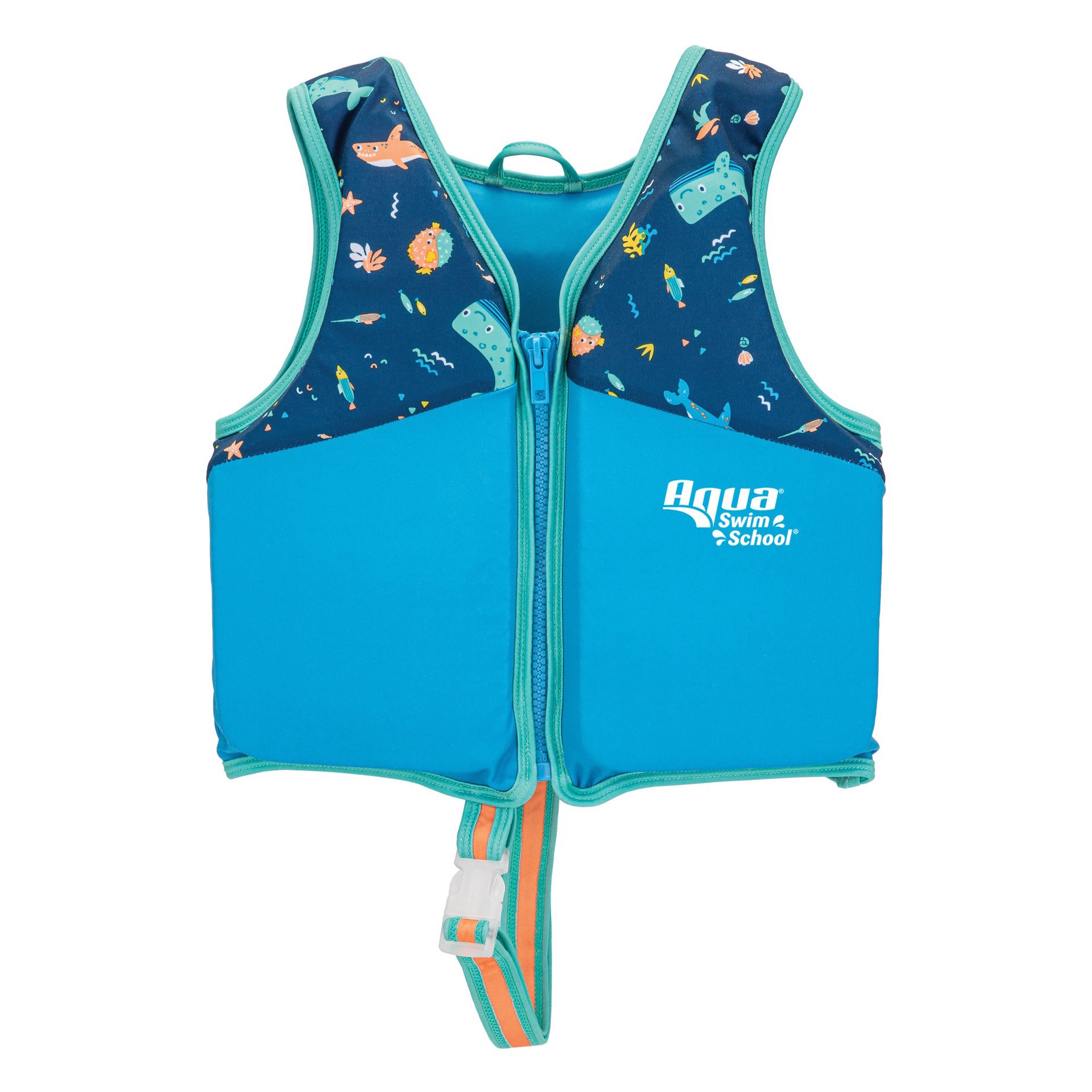 slide 1 of 1, Swim School Aqua Leisure Swim Trainer Vest with Safety Strap - Blue, SM