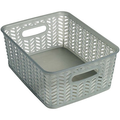 slide 1 of 1, Home Basics Plastic Basket Gray Chevron Basket, 1 ct