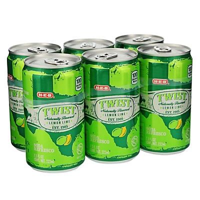 slide 1 of 1, H-E-B Twist Lemon Lime Soda - 6 ct, 6 ct