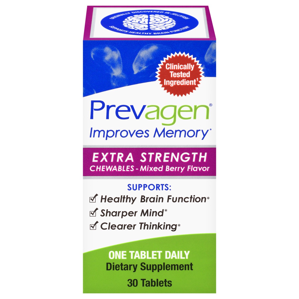 slide 4 of 4, Prevagen Improves Memory Mixed Berry Flavor Extra Strength Chewable Tablets, 30 ct