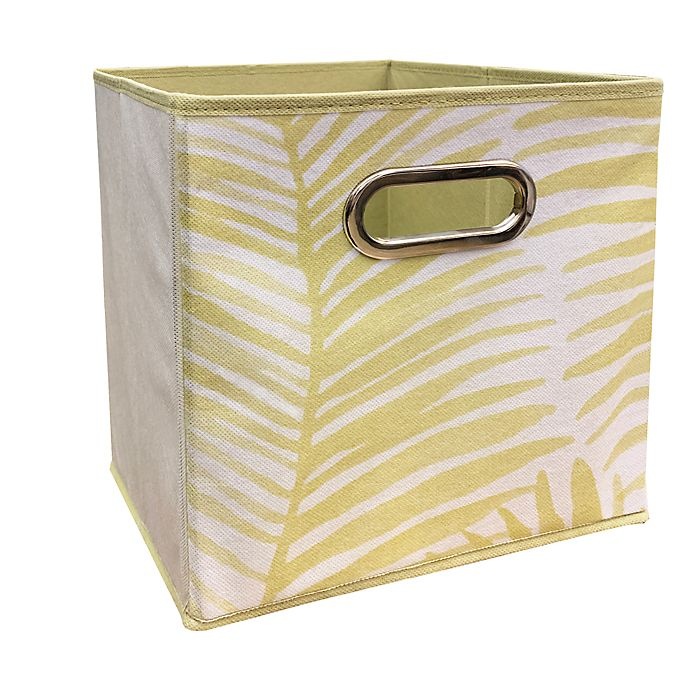 slide 1 of 1, Relaxed Living Feathered Collapsible Bin - Gold, 11 in