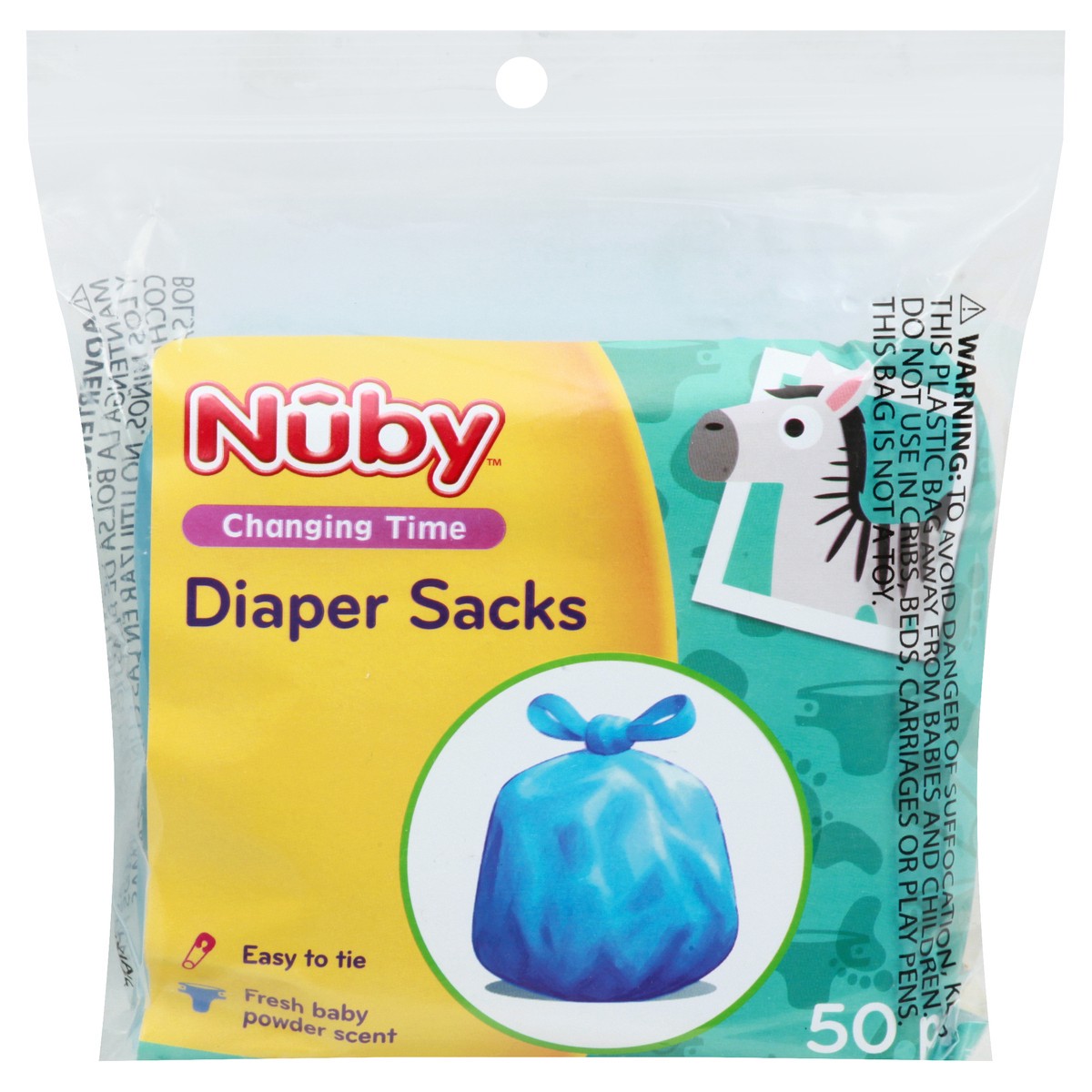 slide 5 of 11, Nuby Changing Time Fresh Baby Powder Scent Daiper Sacks 50 ea, 50 ct