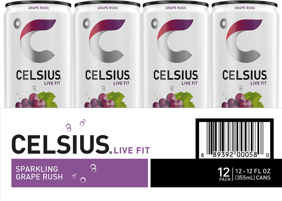 slide 2 of 5, Celsius Sparkling Grape Rush - 12 ct, 12 ct